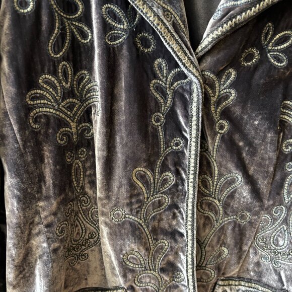 Velvet moody bohemian blazer jacket Laura Ashley vintage Y2K embroidered floral - Picture 3 of 5